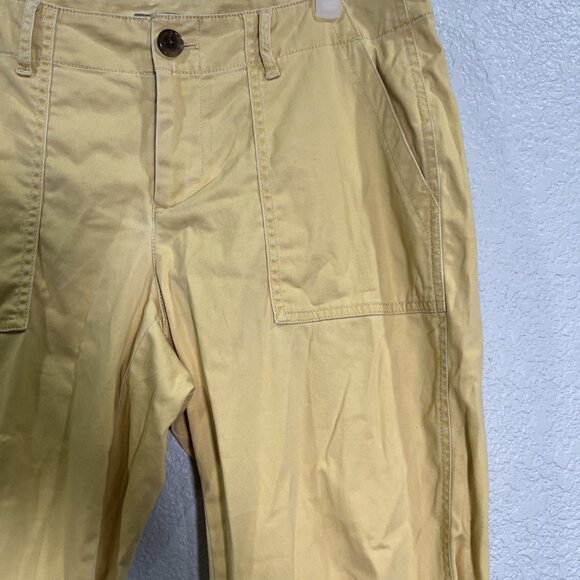 J. Jill Stretch Capri Pants Womens Sz 10 Yellow Cargo Chino Crop Outdoor Hiking - Picture 2 of 9